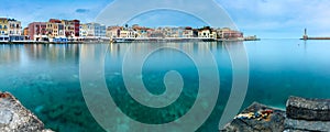 Panorama old harbour, Chania, Crete, Greece