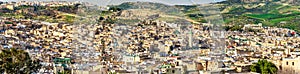 Panorama of Old Medina in Fes, Morocco, Africa