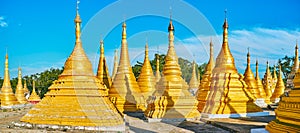 Panorama of old Nget Pyaw Taw Pagoda complex, Pindaya, Myanmar