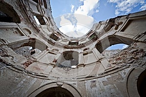 Panorama of old ruin old Krzyztopr Castle in Ujazd