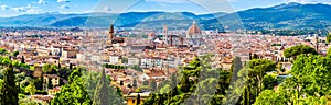 Panorama of the old town, Cathedral of Santa Maria del Fiore, Brunelleschi's Dome, Giotto's bell tower, a UNESCO World
