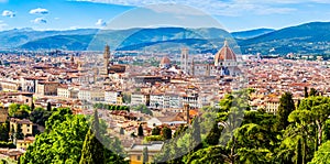 Panorama of the old town, Cathedral of Santa Maria del Fiore, Brunelleschi's Dome, Giotto's bell tower, a UNESCO World