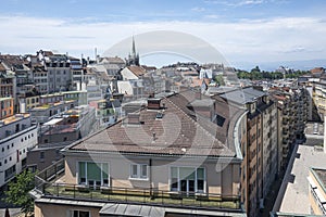 Panorama of old town of city of Lausanne, Switzerland