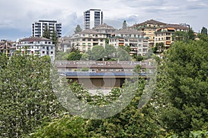 Panorama of old town of city of Lausanne, Switzerland