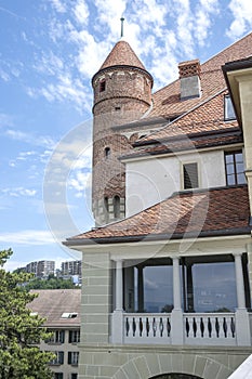 Panorama of old town of city of Lausanne, Switzerland