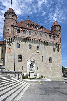 Panorama of old town of city of Lausanne, Switzerland