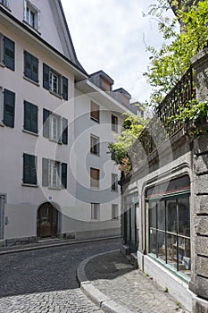 Panorama of old town of city of Lausanne, Switzerland