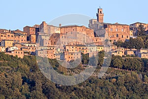Panorama of old town of Montepulciano, Tuscany, Italy photo