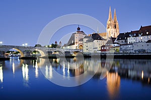 Panorama of old town Regensburg