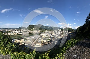 Panorama from the old town of Salzburg