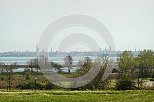 The panorama of old town of Venice from St. Juilian\'s park photo