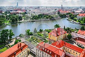 Panorama of old town in Wroclaw