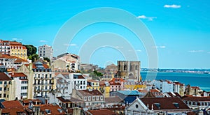 Panorama of old traditional city of Lisbon