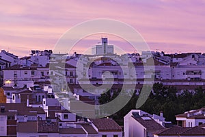 Panorama of Olvera at sunset