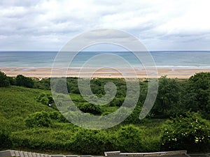 Panorama of Omaha Beach, Normandy coast.