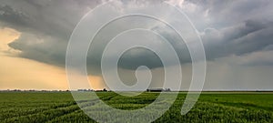 Panorama of an ominous looking thunderstorm