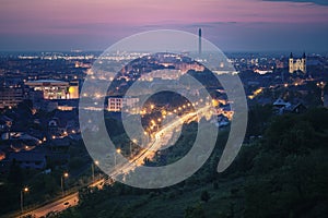 Panorama of Oradea at evening