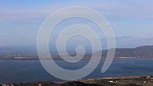 Panorama of the Orbetello lagoon. Italy.