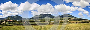 Panorama over the mountains and rice paddies of Ruteng, Island of Flores, Indonesia photo