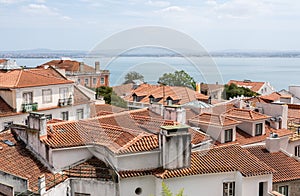 Panorama over the rooftops of Lisbon in Portugal
