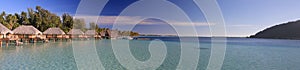 Panorama of over water bungalows in Bora Bora photo