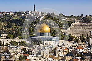 Panorama overlooking the Old city of Jerusalem, Israel,