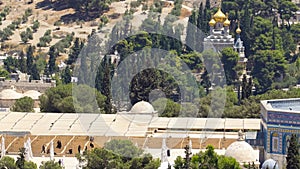 Panorama overlooking the Old city of Jerusalem timelapse, Israel, including the Dome of the Rock