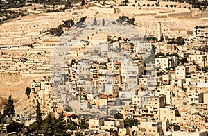 Panorama overlooking the Part Old City of Jerusalem, Israel as b