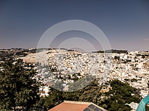 Panorama overlooking the Part Old City of Jerusalem, Israel as backgrund