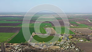 Panorama of the Pannonian Plain from above. drone aerial shot
