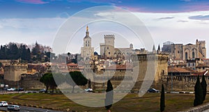 Panorama of Papal Palace, Avignon, France