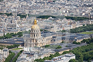 Panorama of Paris with Aerial view at Dome des Invalides