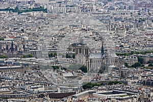 Panorama of Paris with Aerial view at Notre Dame