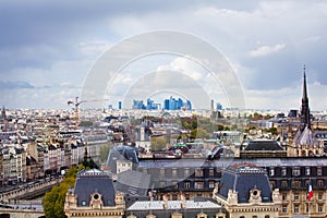 Panorama of Paris cite island and La Defense