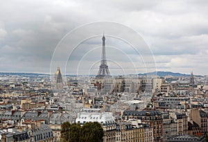 Panorama of Paris with Eiffel Tower from Basilica of Notre Dame