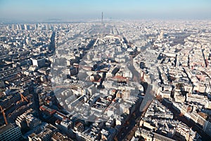 Panorama of Paris with eiffel tower at winter