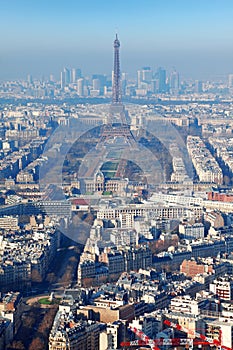 Panorama of Paris with eiffel tower at winter