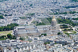 Panorama of paris, Hotel des Invalides view from the top of the