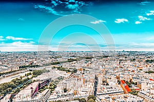 Panorama of Paris view from the Eiffel tower