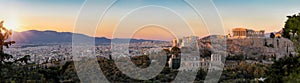 Panorama from the Parthenon and Acropolis to the skyline of Athens