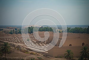 Panorama of partially restored Babylon ruins, Hillah, Iraq photo