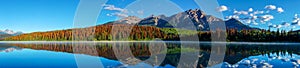Panorama of Patricia Lake in Jasper National Park photo