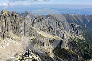 Panorama of the peaks and mountain pass of the Tatra Mountains in Slovakia