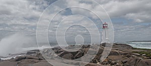 Panorama of Peggys Cove's Lighthouse at Storm