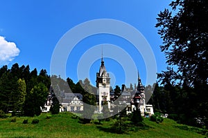 Panorama of Peles Castle in Sinaia - Romania