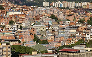 Panorama of Petare Slum in Caracas, capital city of Venezuela.