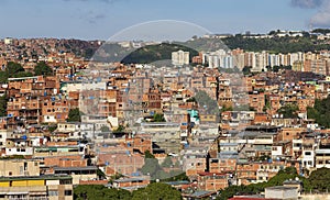 Panorama of Petare Slum in Caracas, capital city of Venezuela.