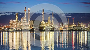 Panorama petrochemical industry night scene