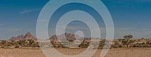 Panorama photo of the Spitzkoppe in the Erongo Mountains, Namibia