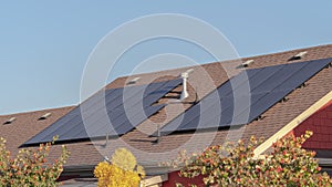 Panorama Photovoltaic solar panels on a house roof